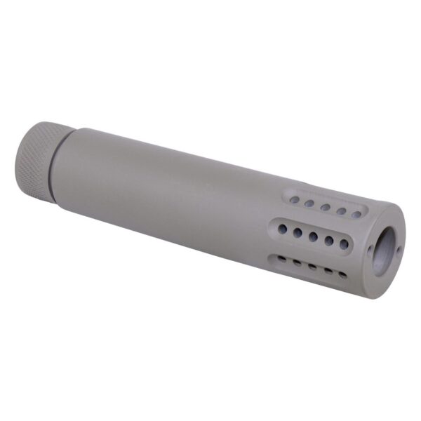 a gray plastic tube with holes on the side