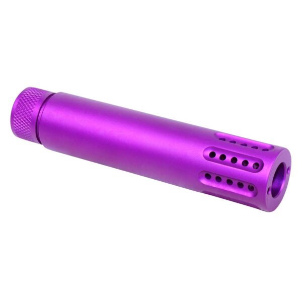 a purple flashlight with holes in the middle of it