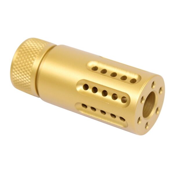 a gold colored metal object on a white background