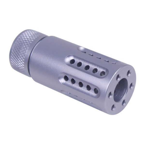 a silver metal object with holes in the middle
