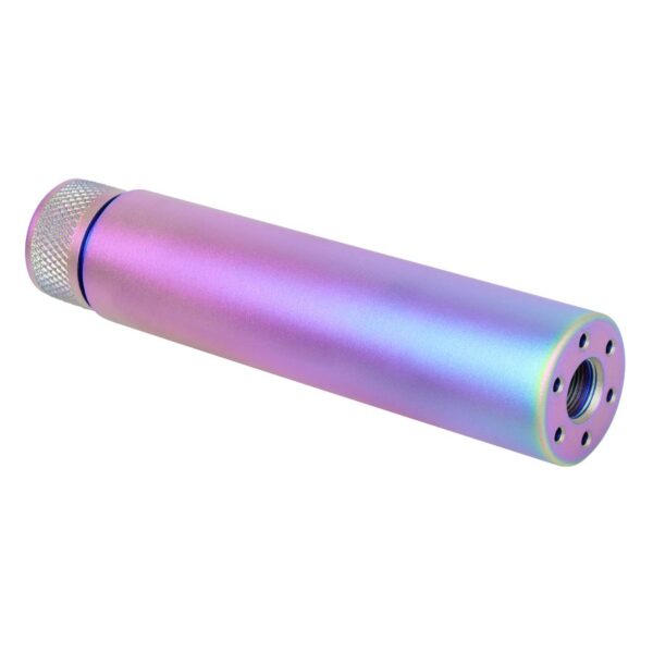 a purple and blue cylinder with a hole in the middle