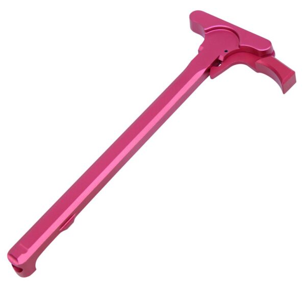 a pink metal object on a white background