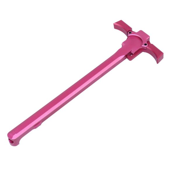 a pink metal object on a white background