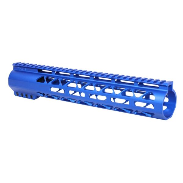 a blue handguard for a rifle on a white background