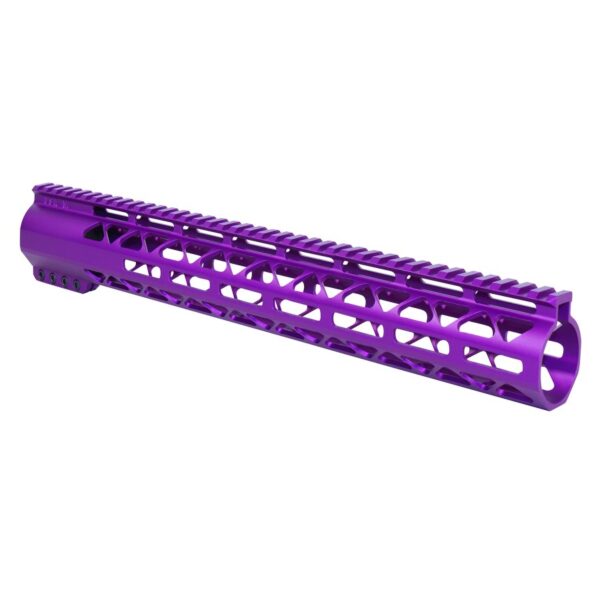 a purple handguard for a rifle on a white background