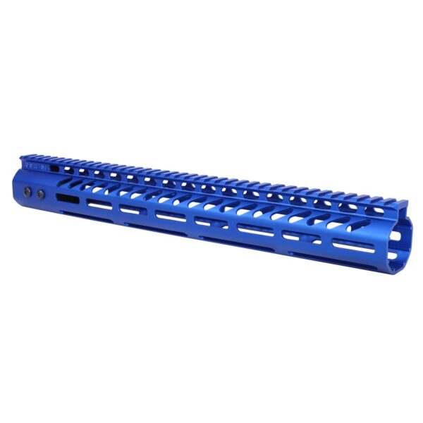 a blue rifle rail on a white background