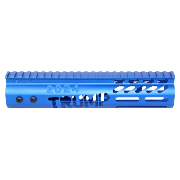 a blue handguard for a rifle on a white background