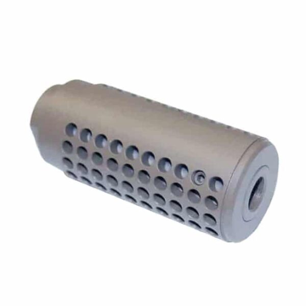 a metal cylinder with holes on it