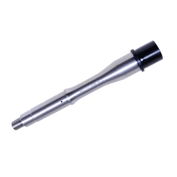 a silver pen with a black tip on a white background