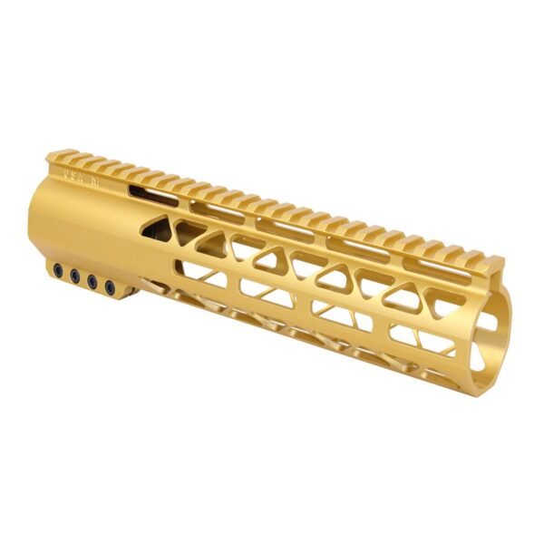 a gold plated handguard for a rifle