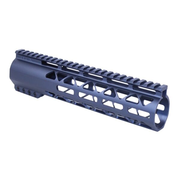 a blue handguard for a rifle on a white background