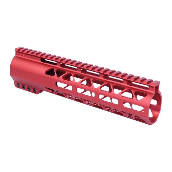 a red aluminum handguard for a rifle