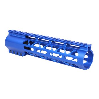 a blue hand guard for a rifle