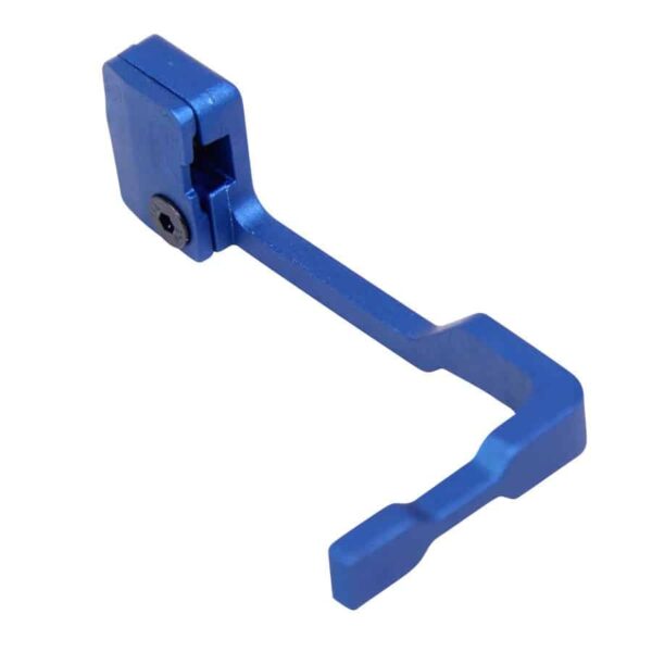 a blue plastic handle for a camera