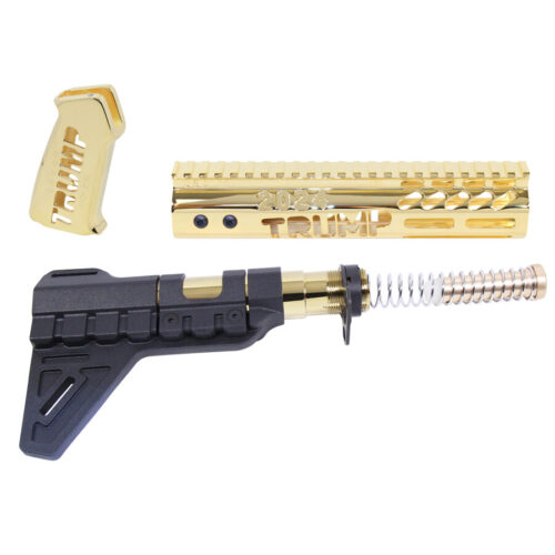 AR-15 “Trump Series” Premium Limited Edition Pistol Furniture Set With Brace (24 Ct Gold Plated)