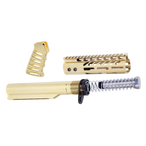 AR-15 Pistol Furniture Set With Miltube – Multiple Colors – 24 Ct Gold Plated Finish
