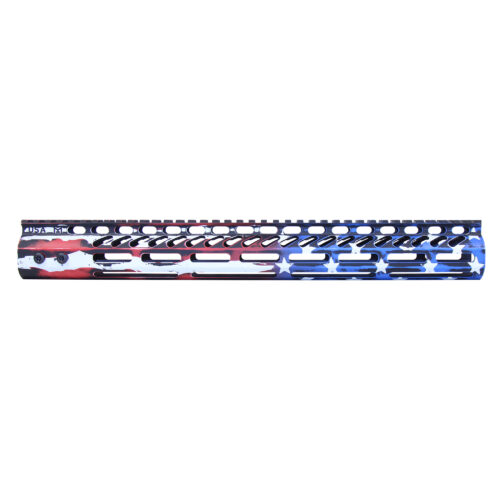 15″ Ultra Light Thin M-LOK Free Float Handguard With Monolithic Top Rail (Battle Worn Flag)