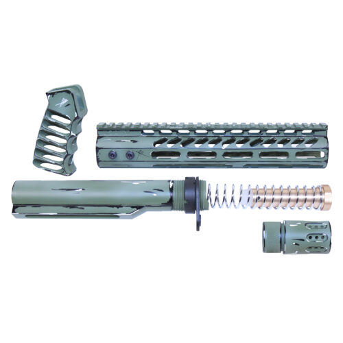 AR-15 10″ Limited Edition “Sketch” Pistol Brace Build Kit With Milspec Buffer Tube (Cerakote Green Sketch)